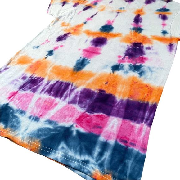 Fruit of the Loom size small colorful tie dye short sleeve white vneck shirt - Picture 5 of 9